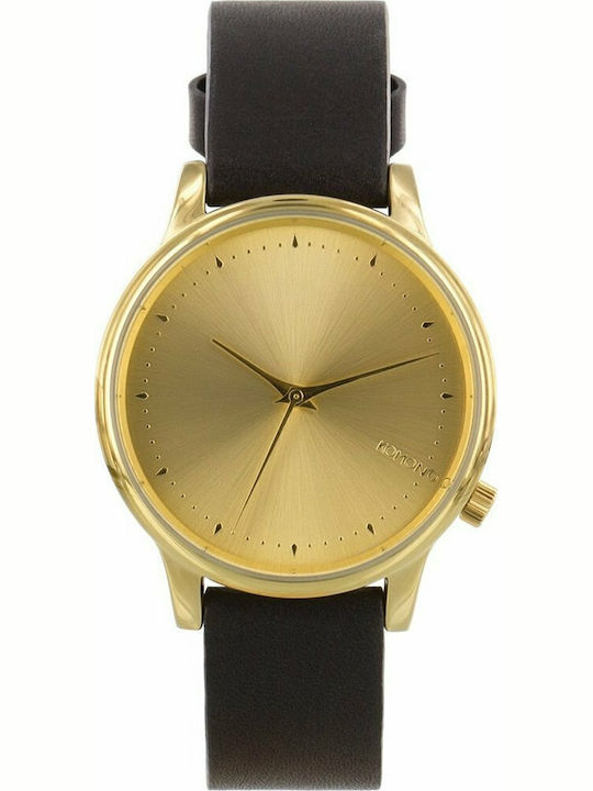Komono Estelle Γυναικείο Ρολόι 36mm Μπαταρίας με Μαύρο Δερμάτινο Λουράκι