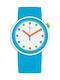 Swatch Poppingpop Uhr mit Blau Kautschukarmband