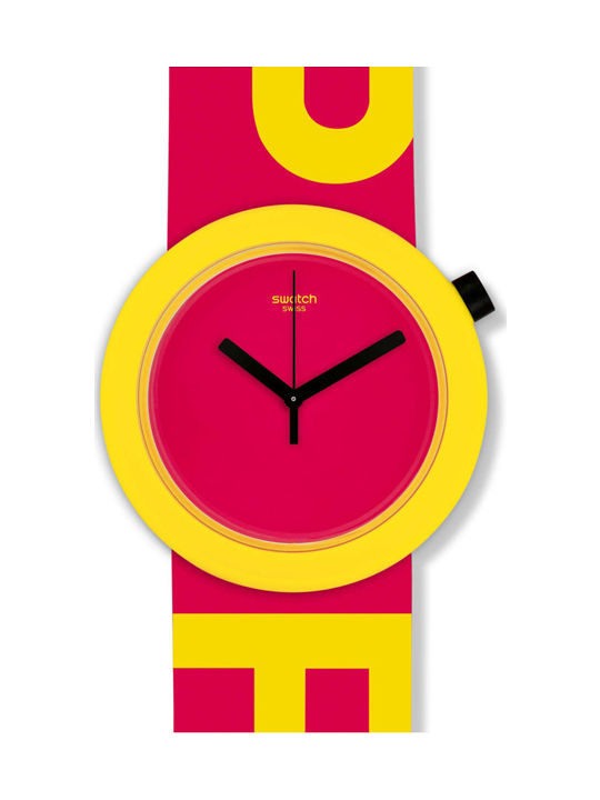 Swatch Poptastic Watch with Red Rubber Strap