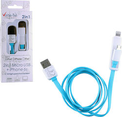 Volte-Tel Flat USB to Lightning/micro USB Cable Μπλε 1m (8157172)