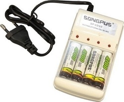 Songpus SP-CD10 Зарядно 4 за батерии Ni-Cd/Ni-MH Размер AA/AAA в Бял цвят