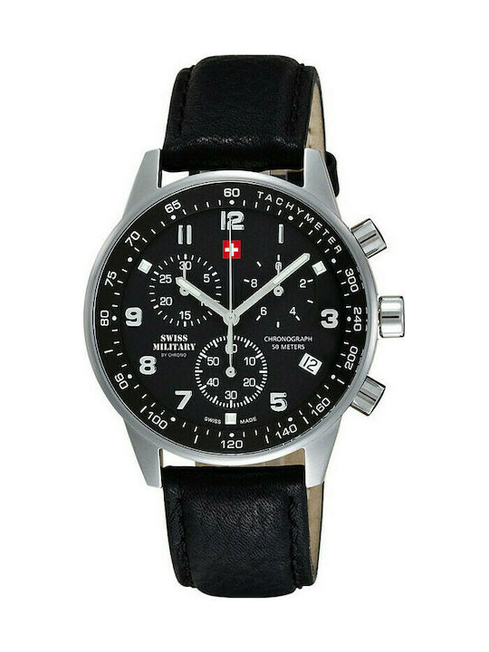 Swiss Military by Chrono Ceas Baterie cu Negru Brățară din piele SM34012.05