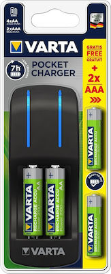 Varta Pocket Charger 4 Μπαταριών Ni-MH Μεγέθους AA/AAA Σετ με 4x AA 2100mAh + ΑΑΑ 2x 800mAh