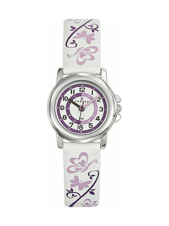 Certus Kids Analog Watch with Leather Strap White