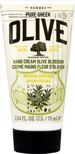 Korres Pure Greek Olive με Άνθη Ελιάς Ενυδατική Κρέμα για Σκασμένα Χέρια 75ml