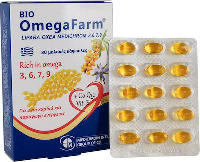 Medichrom Bio Omega Farm Omega 3-6-9-7 & CoQ10, Vitamin E Fish Oil 30 softgels