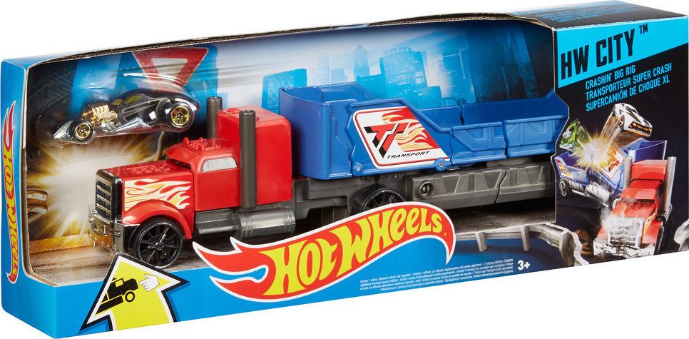 Mattel Hot Wheels Crashin' Big Rig Transporteur Super Crash Red Truck.