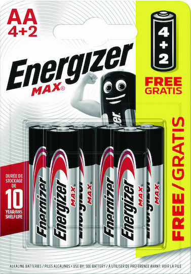 Energizer Max Αλκαλικές Μπαταρίες AA 1.5V 6τμχ