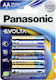 Panasonic 4 Pack Alkaline Batteries AA Evolta 1.5V