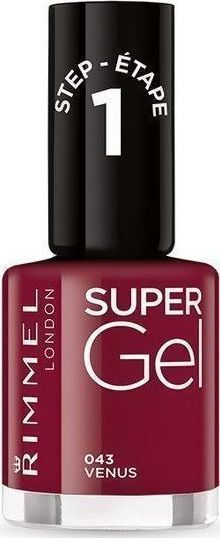 Rimmel Super Gel 043 Venus Glossy Βερνίκι Νυχιών Μακράς Διαρκείας Μπορντό 12ml