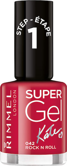 Rimmel Super Gel By Kate Step 1 Glossy Βερνίκι Νυχιών Μακράς Διαρκείας Κόκκινο 12ml