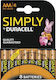 Duracell 8 Pack Alkaline Batteries AAA Simply 1.5V