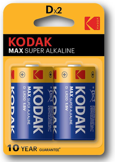 Kodak Max Alkaline Batteries D 1.5V 2pcs