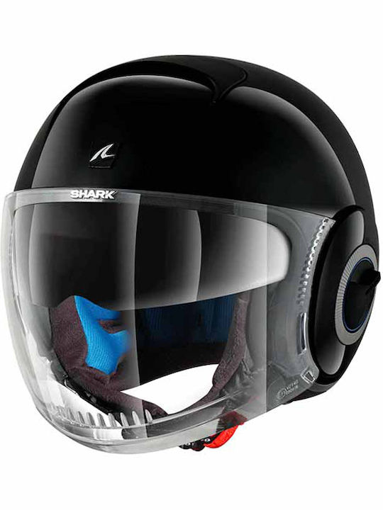 Shark Nano Blank Black Black Gloss Cască Moto Jet 1300gr cu Sunvisor