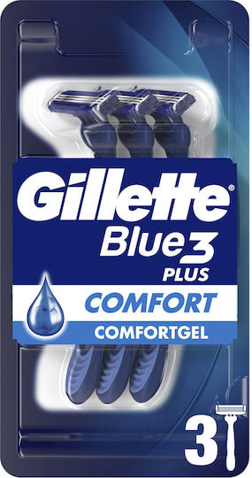 Gillette Blue3 Comfort Ξυραφάκια μιας Χρήσης με 3 Λεπίδες & Λιπαντική Ταινία για Ευαίσθητες Επιδερμίδες 3τμχ