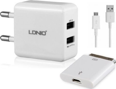 Ldnio Ldnio Handyladegerät Mit 2 USB-A Ausgangsanschlüsse Und Micro-USB Kabel Weiß (DL-AC200)