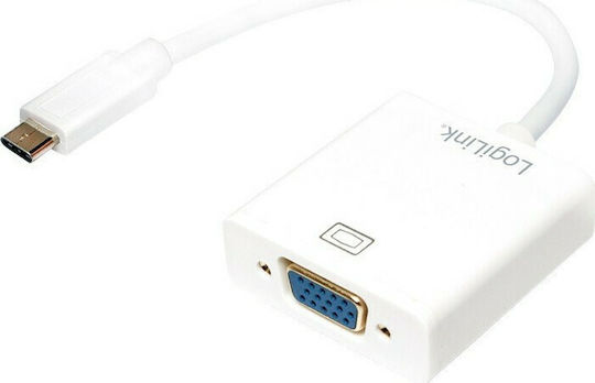LogiLink Μετατροπέας USB-C male σε VGA female Λευκό 1τμχ UA0237