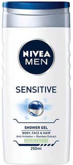 Nivea Men Sensitive Shower Gel for Sensitive Skin Αφρόλουτρο σε Gel για Άνδρες Ενυδατικό 250ml