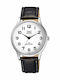 Q&Q Men's Watch 41mm Battery with Black Leather Strap