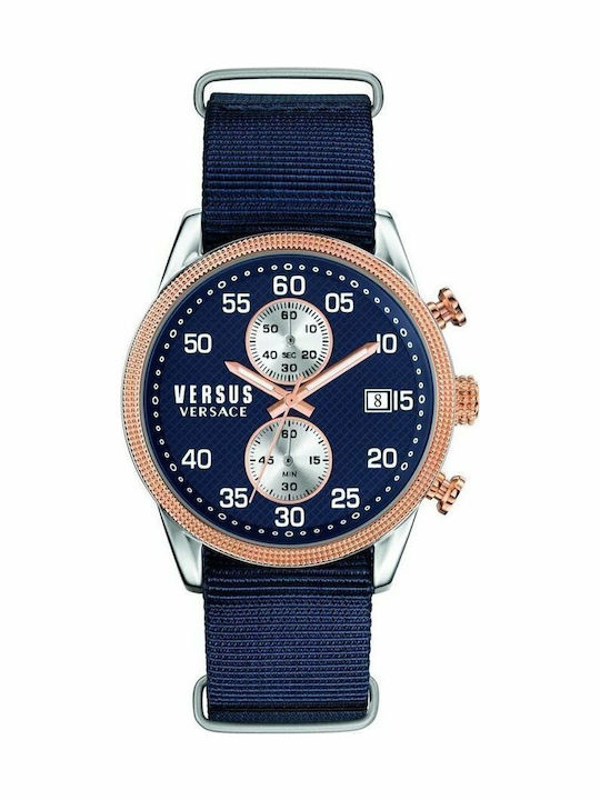 Versus by Versace Men's Watch 44mm Chronograph Battery with Blue Fabric Strap