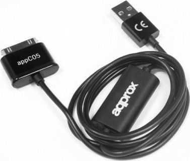 Approx USB to 30-Pin Cable Μαύρο 1m (APPC05)