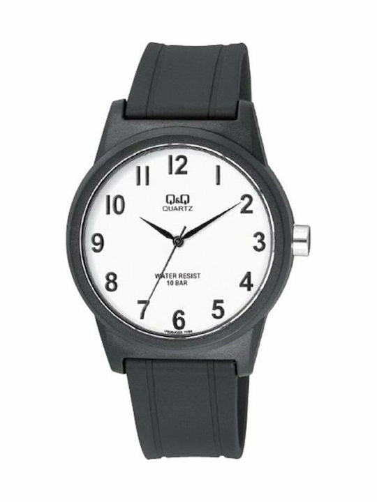 Q&Q Ανδρικό Ρολόι 40mm Μπαταρίας με Μαύρο Καουτ...