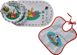 Bebe Stars Feeding Set Zoo made of Melamine Multicolour 7pcs