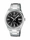 Casio Ανδρικό Ρολόι 38.5mm Μπαταρίας με Ασημί Μεταλλικό Μπρασελέ