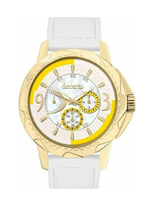 Decerto Candy Watch with White Leather Strap