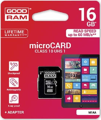 GoodRAM M1AA microSDHC 16GB Class 10 U1 UHS-I με αντάπτορα