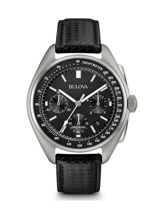 Bulova Special Edition Moon Chronograph Herrenuhr 45mm Chronograph Batterie mit Schwarz Lederarmband