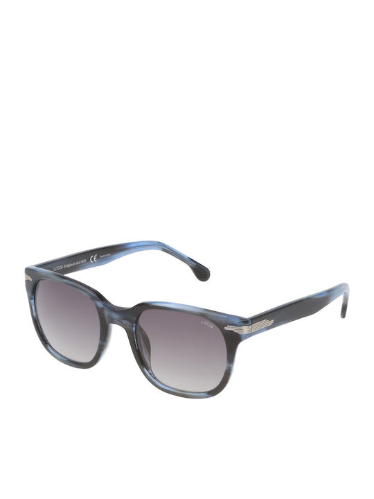 Fenoglio Men's Sunglasses with Blue Horn-Rimmed Frame and Grey Gradient Lenses