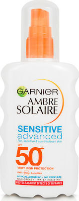 Garnier Ambre Solaire Sensitive Advanced Rezistentă la apă Crema protectie solara Cremă pentru Corp SPF50 în Spray 200ml