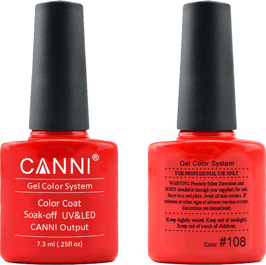 Canni Classic Ημιμόνιμο Βερνίκι Νυχιών 108 Energetic Red 7.3ml