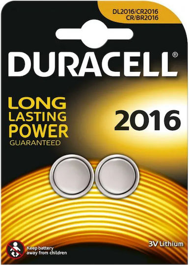Duracell Long Lasting Power 2016 Batterien Lithium für Uhren CR2016 3V 2Stück