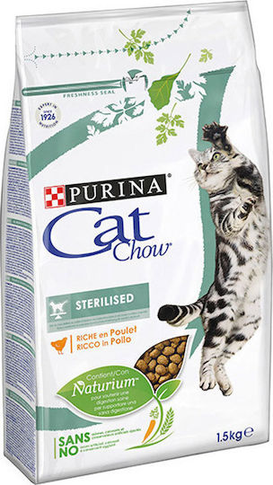 Cat Chow Dry Food for Adult Sterilized Cats with Chicken 1.5kg