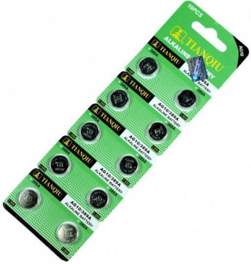 TianQiu Tianqiu AG10/389A Batterien Alkalisch für Uhren LR54 1.5V 10Stück