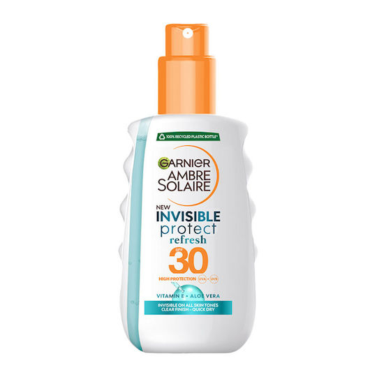 Garnier Ambre Solaire Clear Protect Transparent Αδιάβροχη Αντηλιακή Κρέμα Σώματος SPF30 σε Spray 200ml