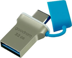 GoodRAM ODD3 32GB USB 3.1 Stick με σύνδεση USB-A & USB-C Ασημί