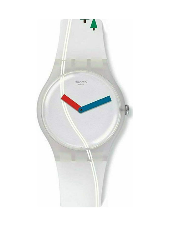Swatch T'Shuss Uhr mit Weiß Kautschukarmband