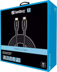Sandberg HDMI 2.0 Cable HDMI male - HDMI male 10m Μαύρο