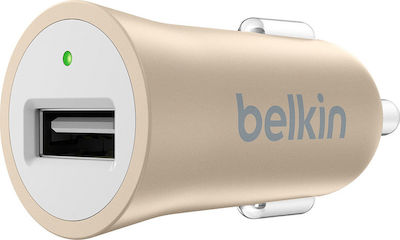 Belkin Φορτιστής Αυτοκινήτου Χρυσό Συνολικής Έντασης 2.4A με μία Θύρα USB