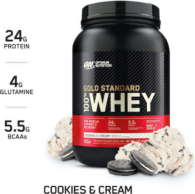 Optimum Nutrition Gold Standard 100% Whey Proteină din Zer cu Aromă de Fursecuri și cremă 908gr