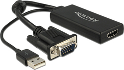 DeLock VGA zu HDMI Konverter mit Audio Schwarz USB-A / VGA männlich auf HDMI weiblich