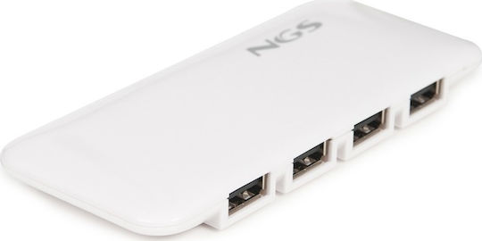 NGS IHUB7 USB 2.0 Hub 7 Porturi cu conexiune USB-A Alb