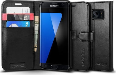 Spigen Wallet S Synthetisches Leder Schwarz (Galaxy S7 Edge) 556CS20050