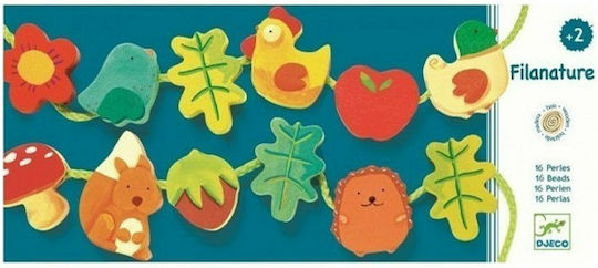 Djeco Lacing Toy Filanature Animals-Nature on the Cord made of Wood for 24++ Months