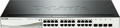 D-Link DGS-1210-28MP Managed L2 PoE+ Switch with 24 Gigabit (1Gbps) Ethernet Ports and 4 SFP Ports