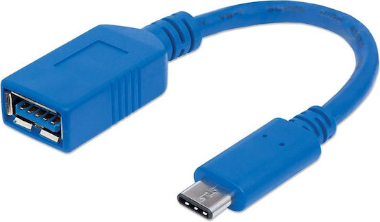 Manhattan Конвертор USB-C мъжки към USB-A женски Син 1бр 353540