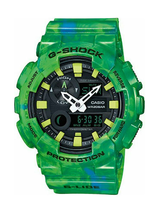 Casio G-Shock G-Lide Uhr Batterie mit Grün Kautschukarmband